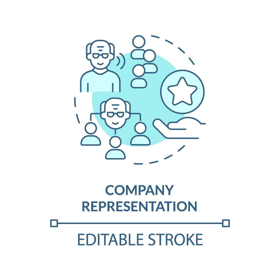 2D editable company representation thin line icon concept, isolated vector, blue illustration representing unretirement. vector