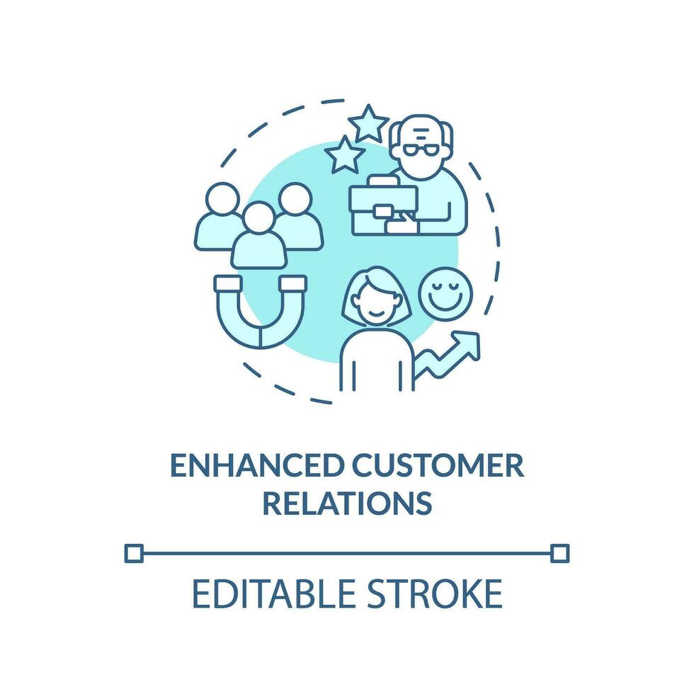 2D editable enhanced customer relations thin line icon concept, isolated vector, blue illustration representing unretirement. vector