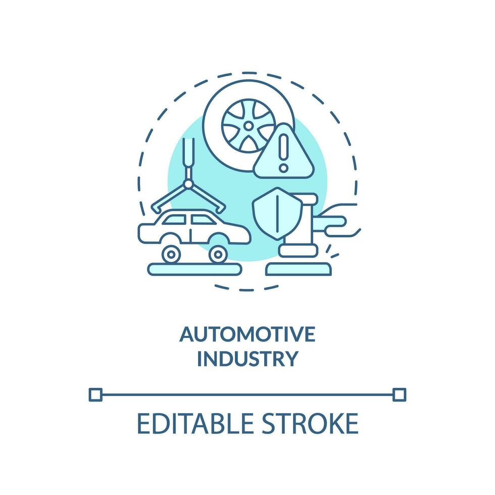 2d editable automotor industria Delgado línea icono concepto, aislado vector, azul ilustración representando producto responsabilidad. vector