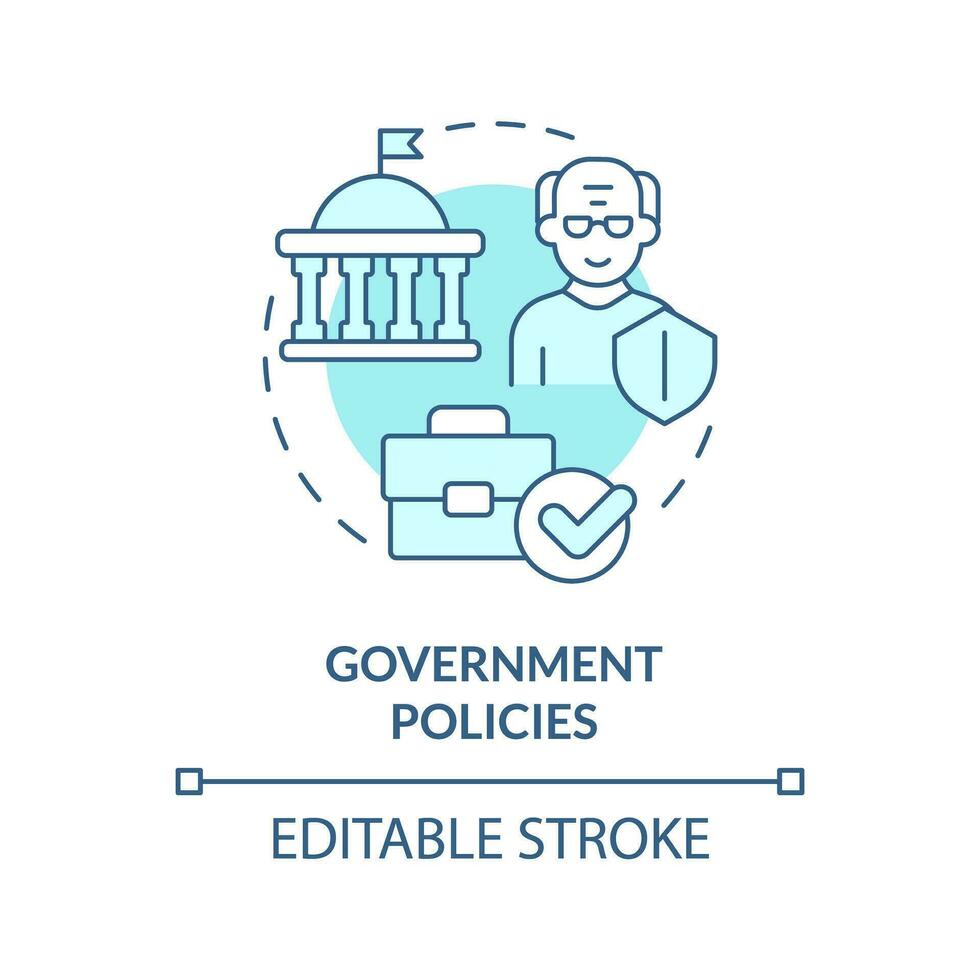 2D editable government policies thin line icon concept, isolated vector, blue illustration representing unretirement. vector