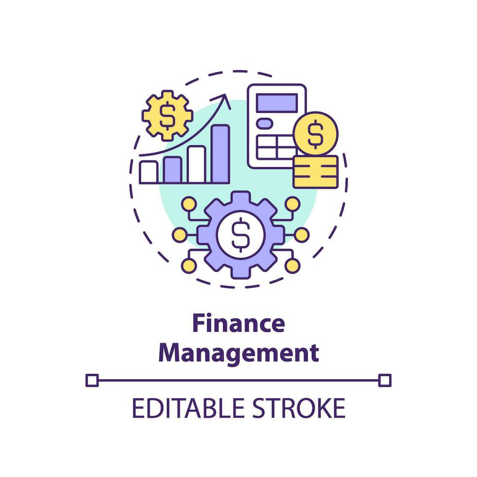 Editable finance management icon concept, isolated vector, enterprise resource planning thin line illustration. vector