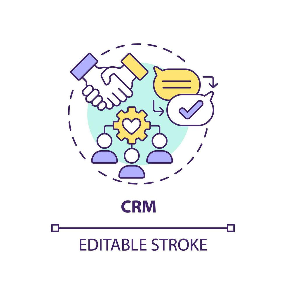 Editable CRM icon concept, isolated vector, enterprise resource planning thin line illustration. vector