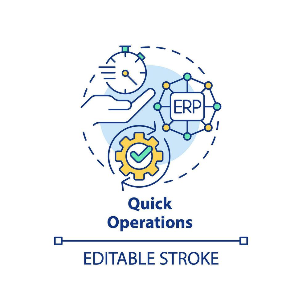 Editable quick operations icon concept, isolated vector, enterprise resource planning thin line illustration. vector