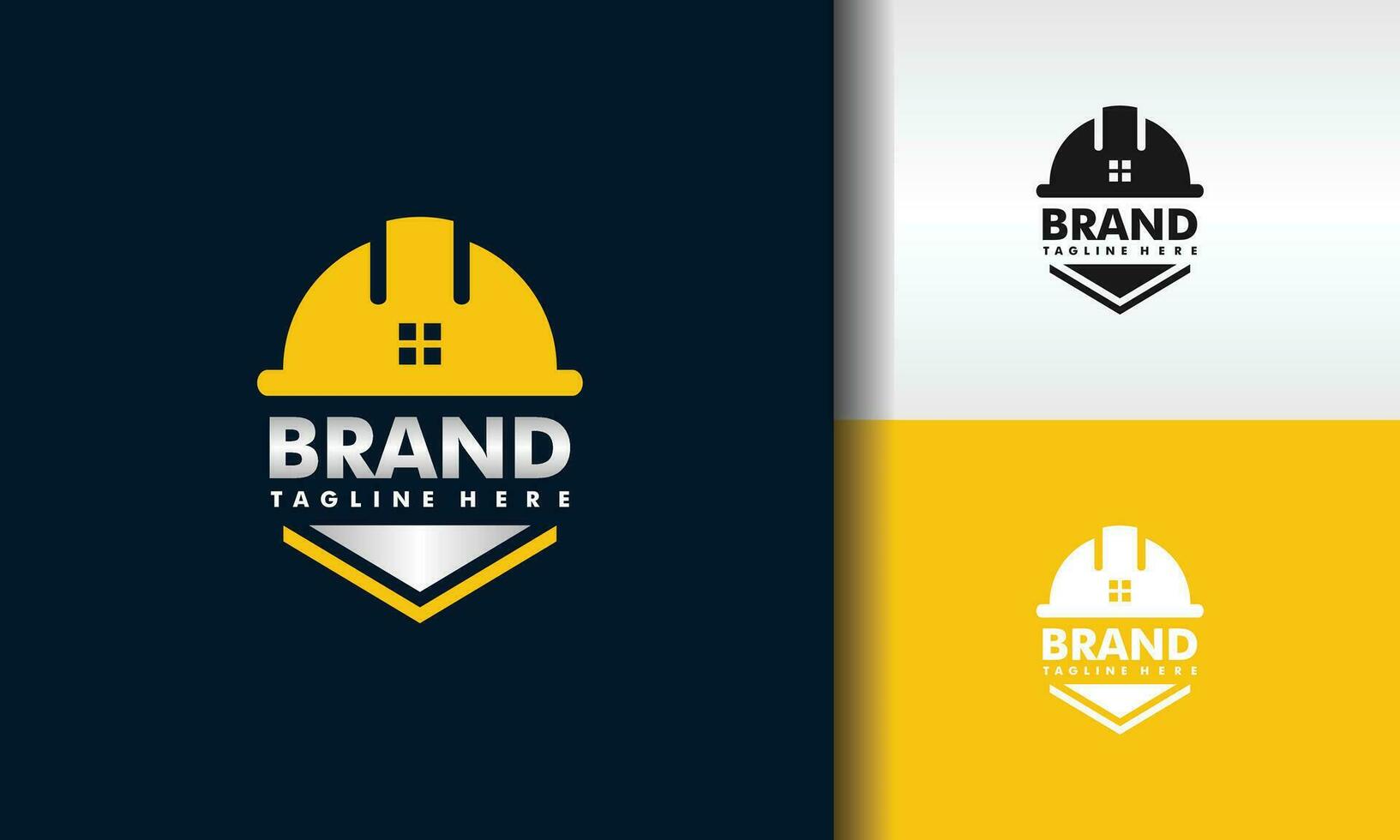 logo emblem construction helmet vector