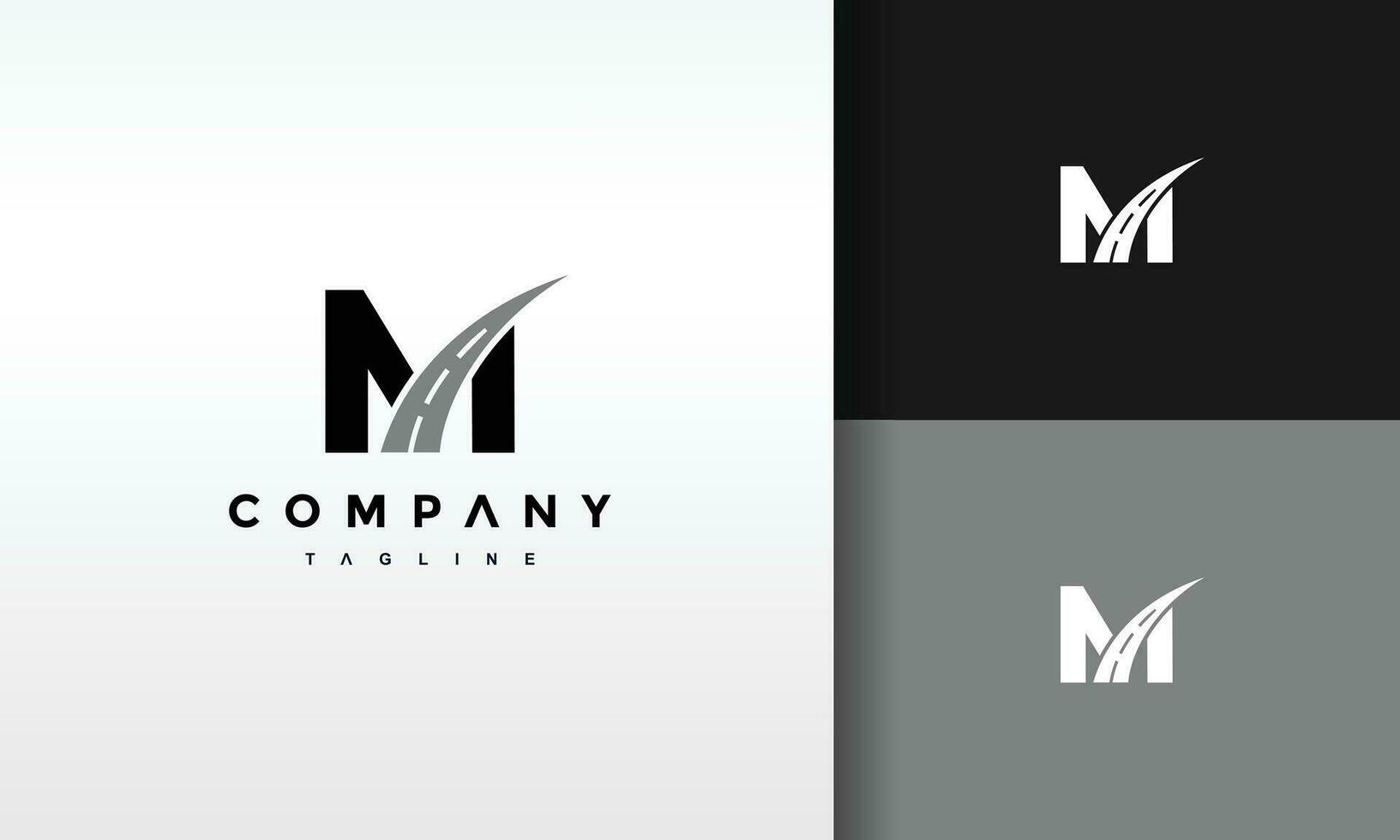 initial letter M highway logo vector