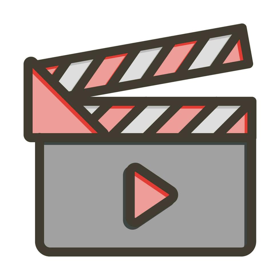 Clapper Board Vector Thick Line Filled Colors Icon For Personal And Commercial Use.