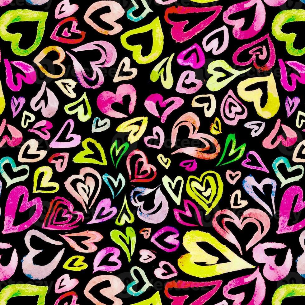 Watercolor hearts pattern photo