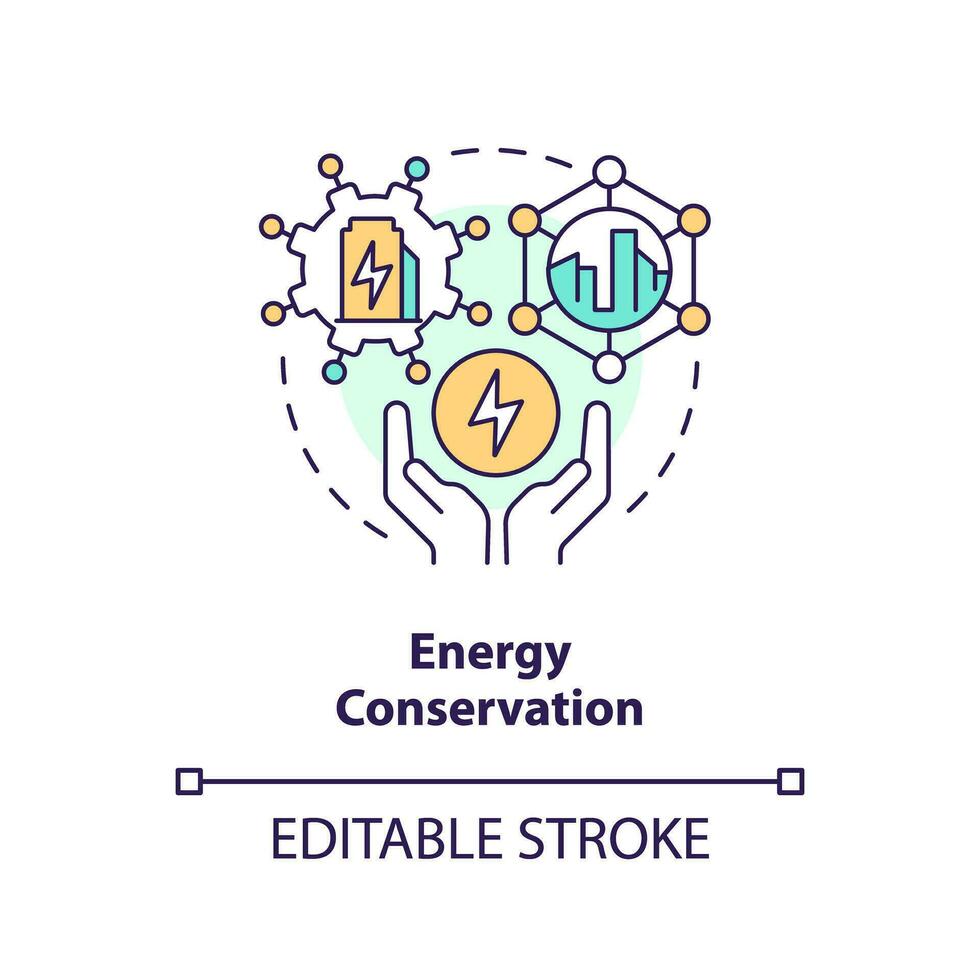 Editable energy conservation concept, isolated vector, thin line icon representing carbon border adjustment. vector