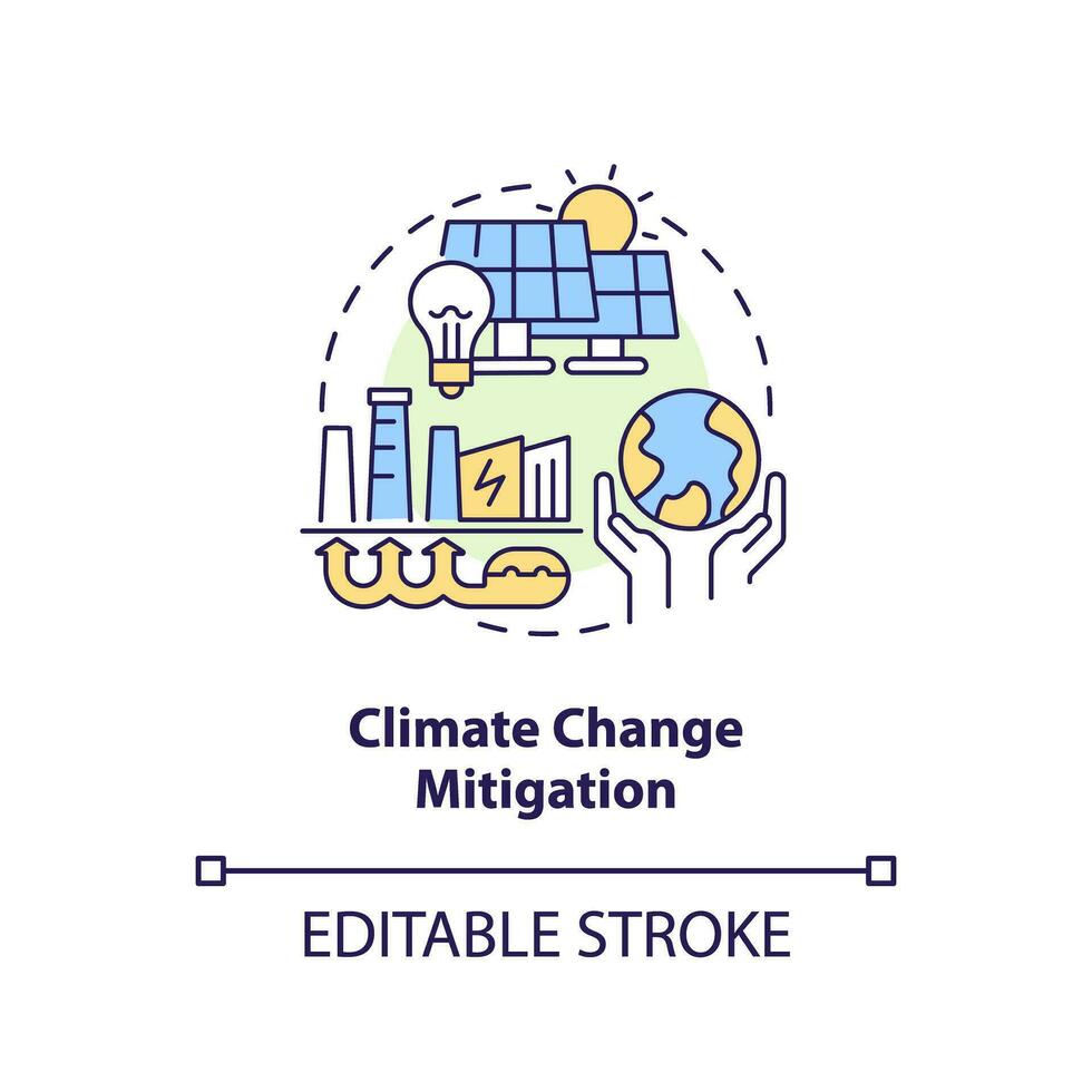 Editable climate change mitigation concept, isolated vector, thin line icon representing carbon border adjustment. vector