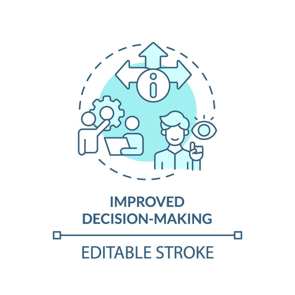 editable mejorado Toma de decisiones concepto azul Delgado línea icono, aislado vector representando datos democratización.