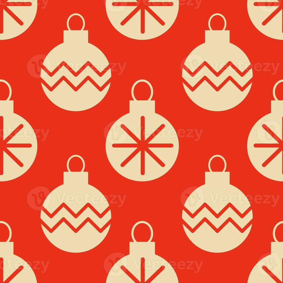 Christmas New Year seamless pattern with tree toys . photo