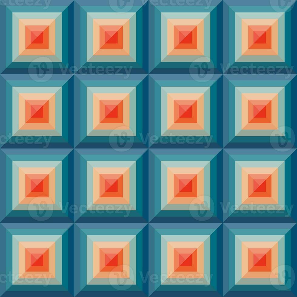 Vintage aestethic pattern with squares in the style of the 70s and 60 photo