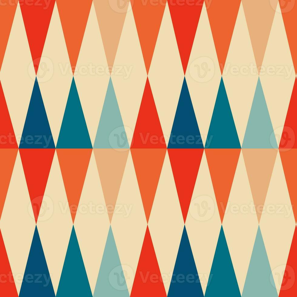 Vintage aesthetic pattern with triangles in the style of the 70s and 60 photo