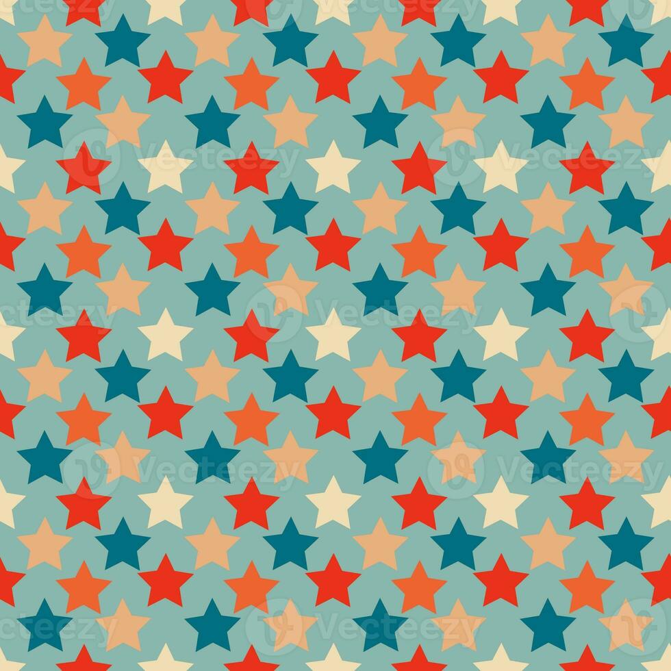 Christmas stars seamless pattern. Vintage retro pattern with stars photo