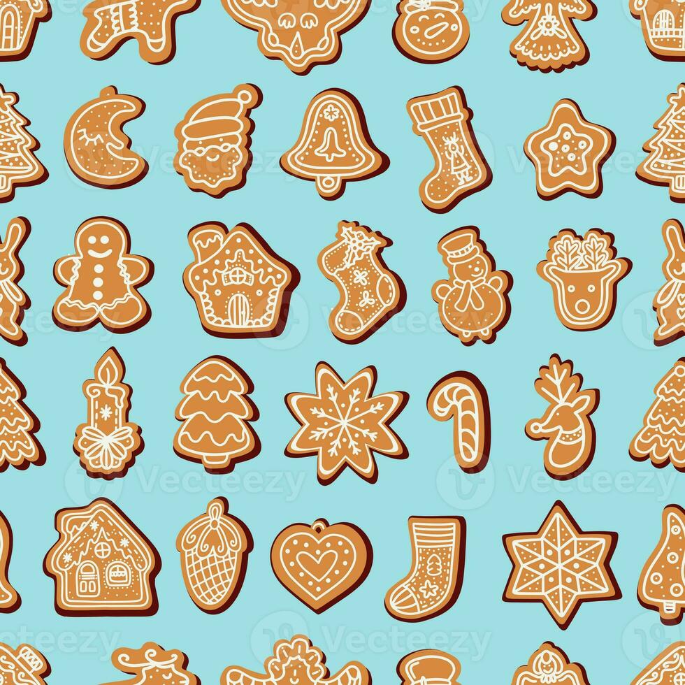 seamless pattern of Christmas gingerbread cookies. vector illustration photo