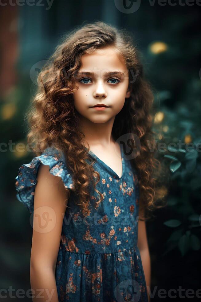 Portrait of a young girl with curly red hair, close-up, natural soft light, art photo