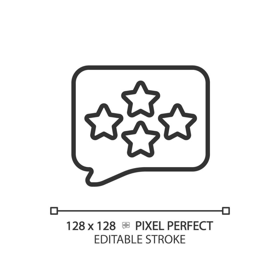 Comment with assess pixel perfect linear icon. Writing feedback about customer service. Business rating. Thin line illustration. Contour symbol. Vector outline drawing. Editable stroke