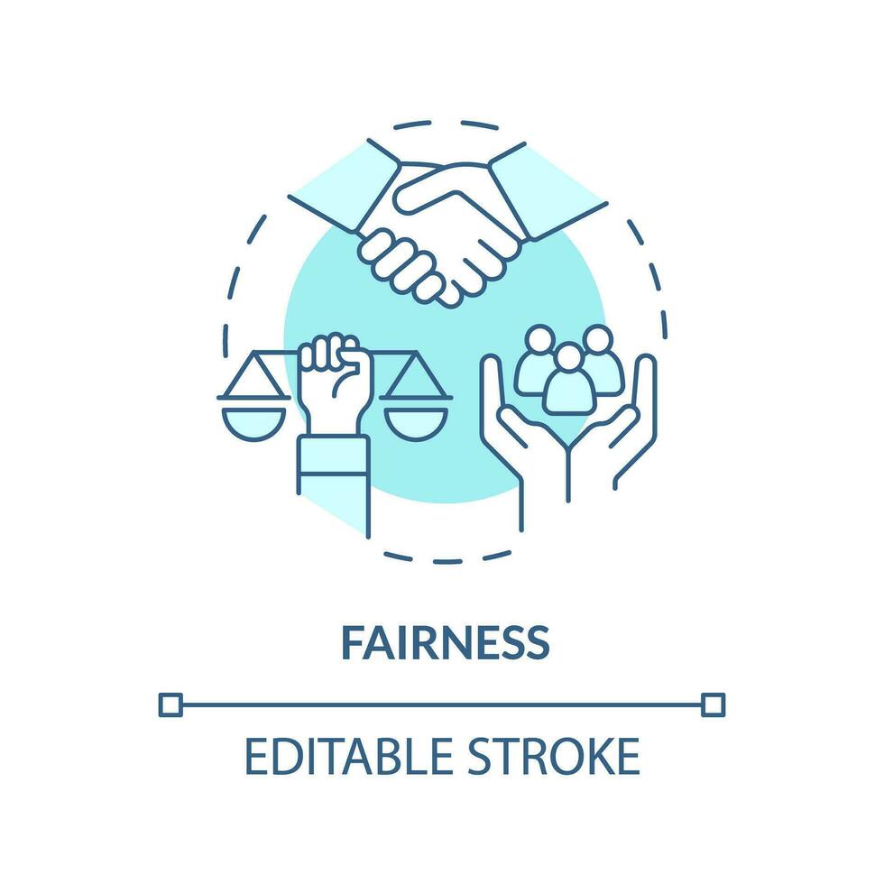 Fairness blue concept icon. Equality for everybody. Law and justice idea abstract idea thin line illustration. Isolated outline drawing. Editable stroke vector