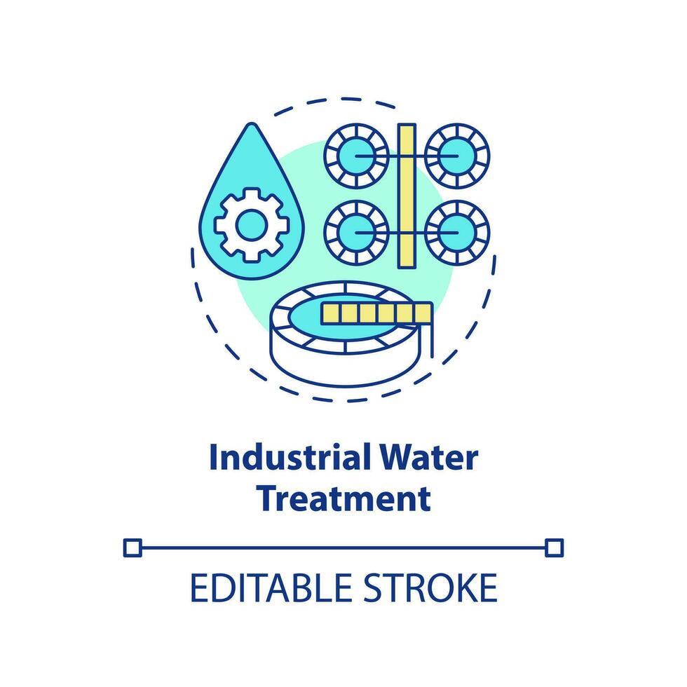 Industrial water treatment concept icon. Purification station. Aqua treatment abstract idea thin line illustration. Isolated outline drawing. Editable stroke vector