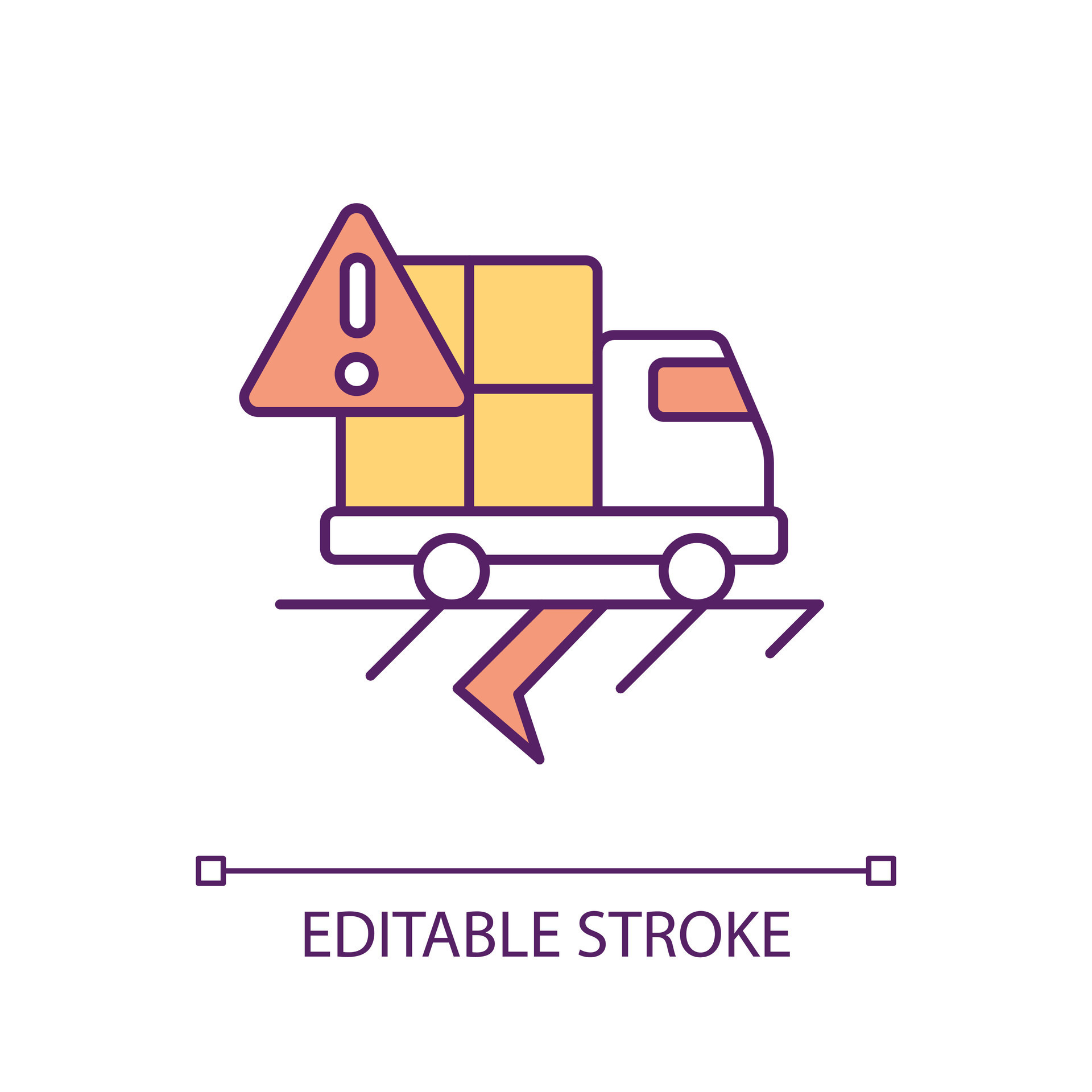 Delivery issues warning RGB color icon. Problem with goods shipping