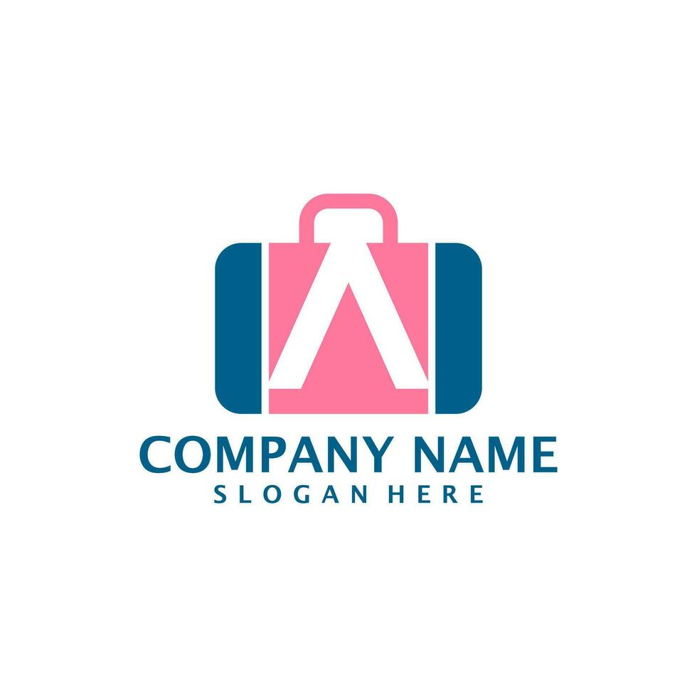 Letter A with Suitcase logo design vector. Initial A with Suitcase logo design template concept vector
