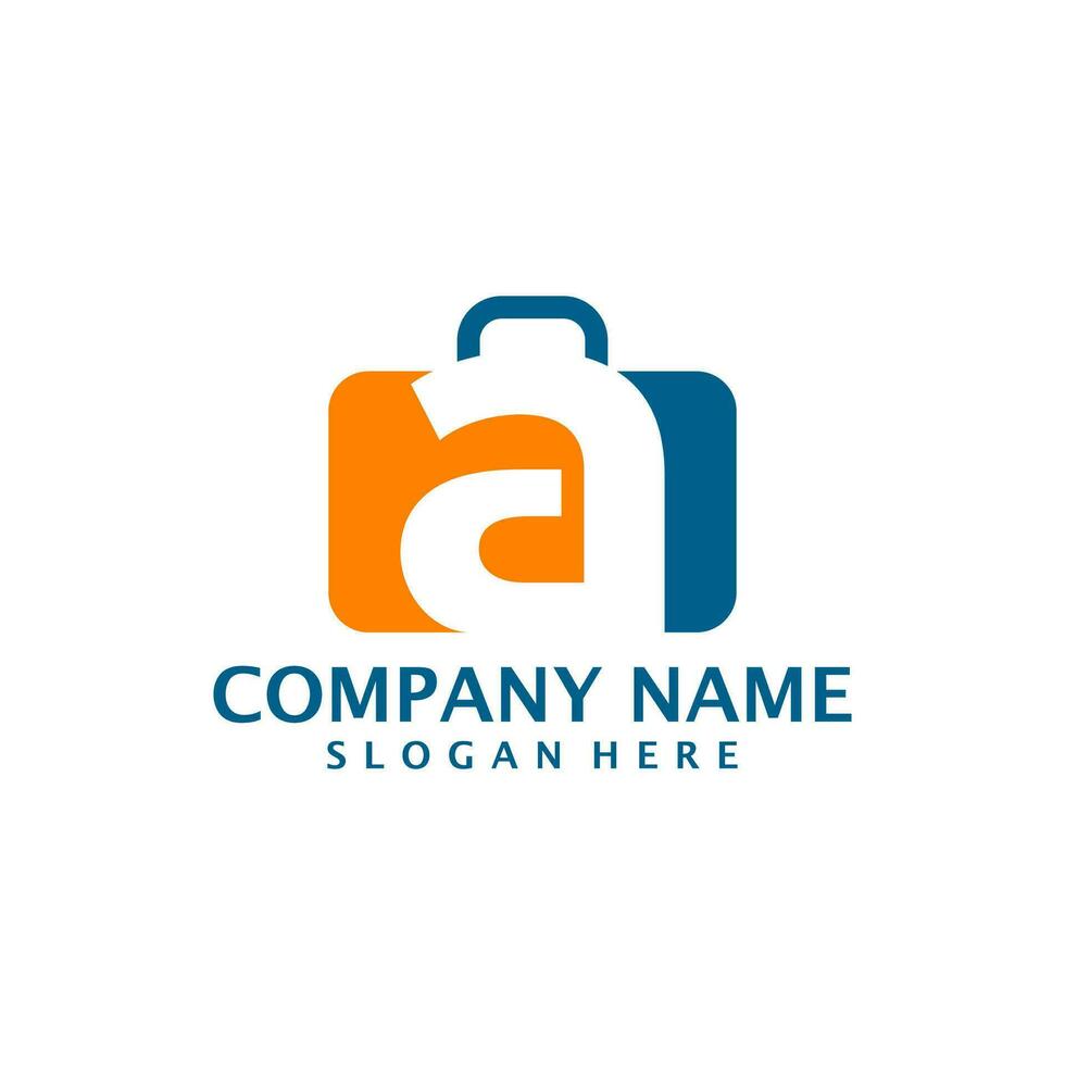 Letter A with Suitcase logo design vector. Initial A with Suitcase logo design template concept vector