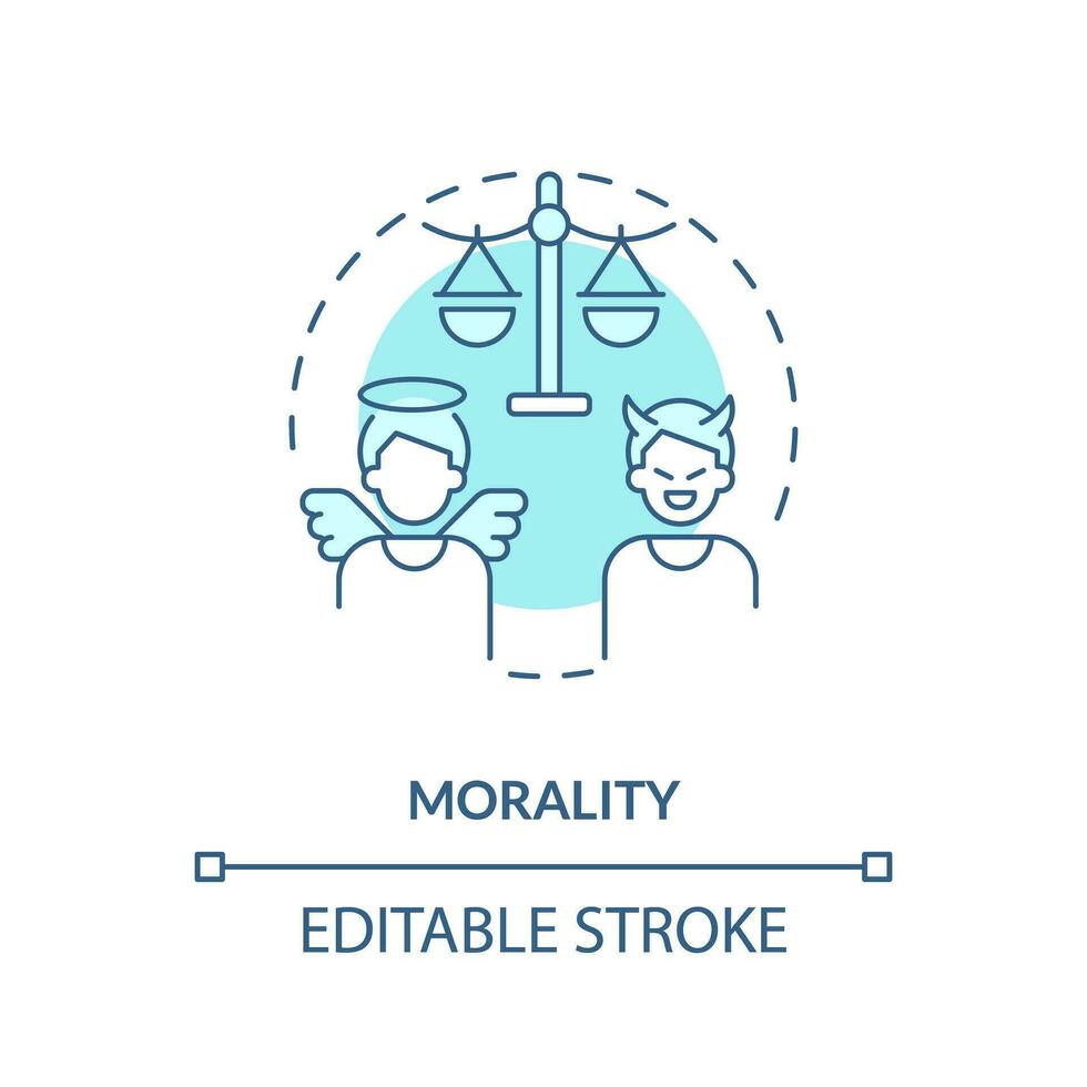 Morality blue concept icon. Differentiation of proper and improper. Law, justice idea abstract idea thin line illustration. Isolated outline drawing. Editable stroke vector