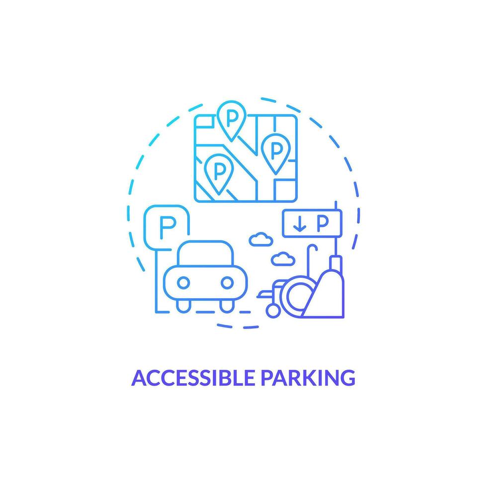 Accessible parking blue gradient concept icon. Wheelchair transport. Disability support. Barrier free. Reserved parking abstract idea thin line illustration. Isolated outline drawing vector