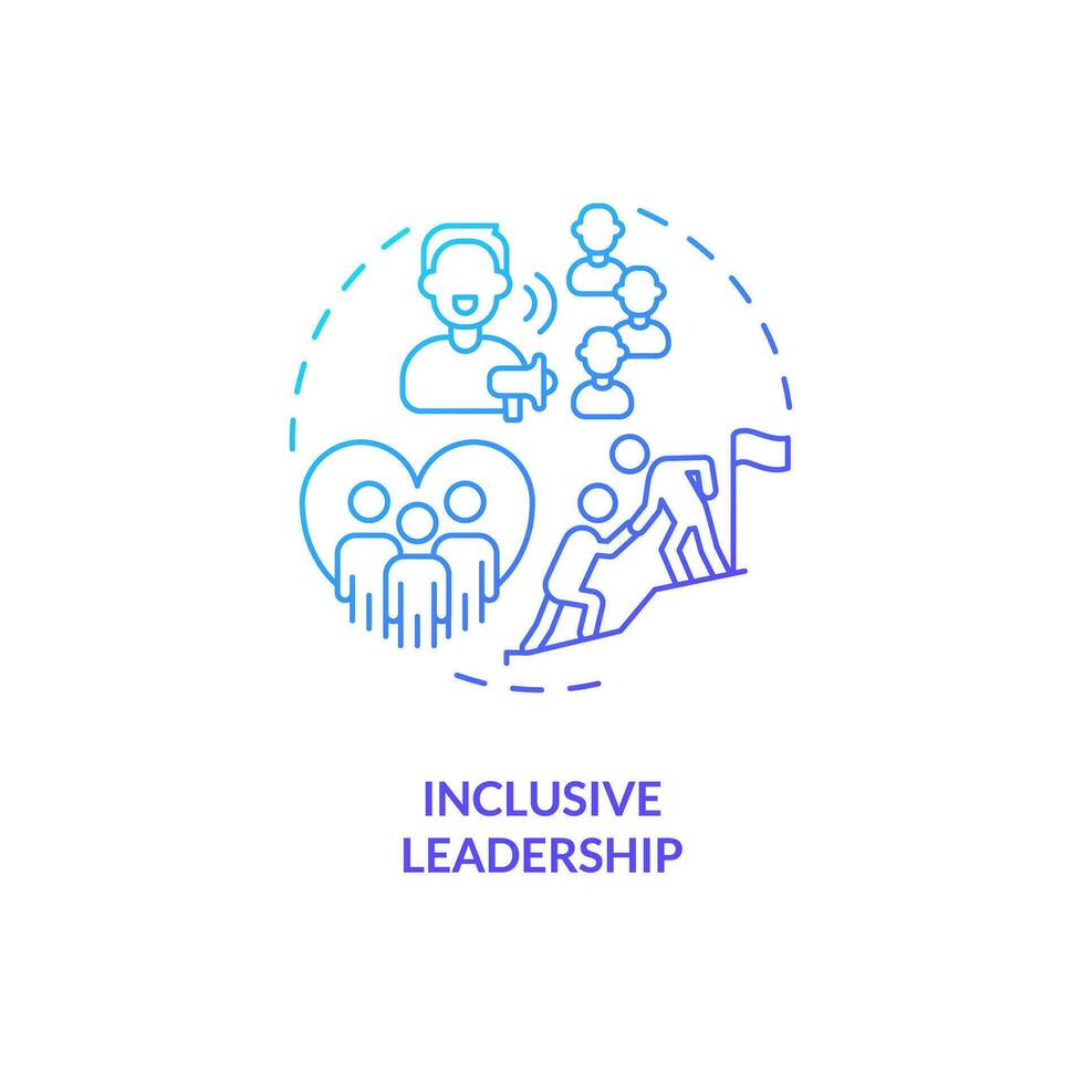 Inclusive leadership blue gradient concept icon. Fair treatment. Safe environment. Cultural competence. Diversity training abstract idea thin line illustration. Isolated outline drawing vector
