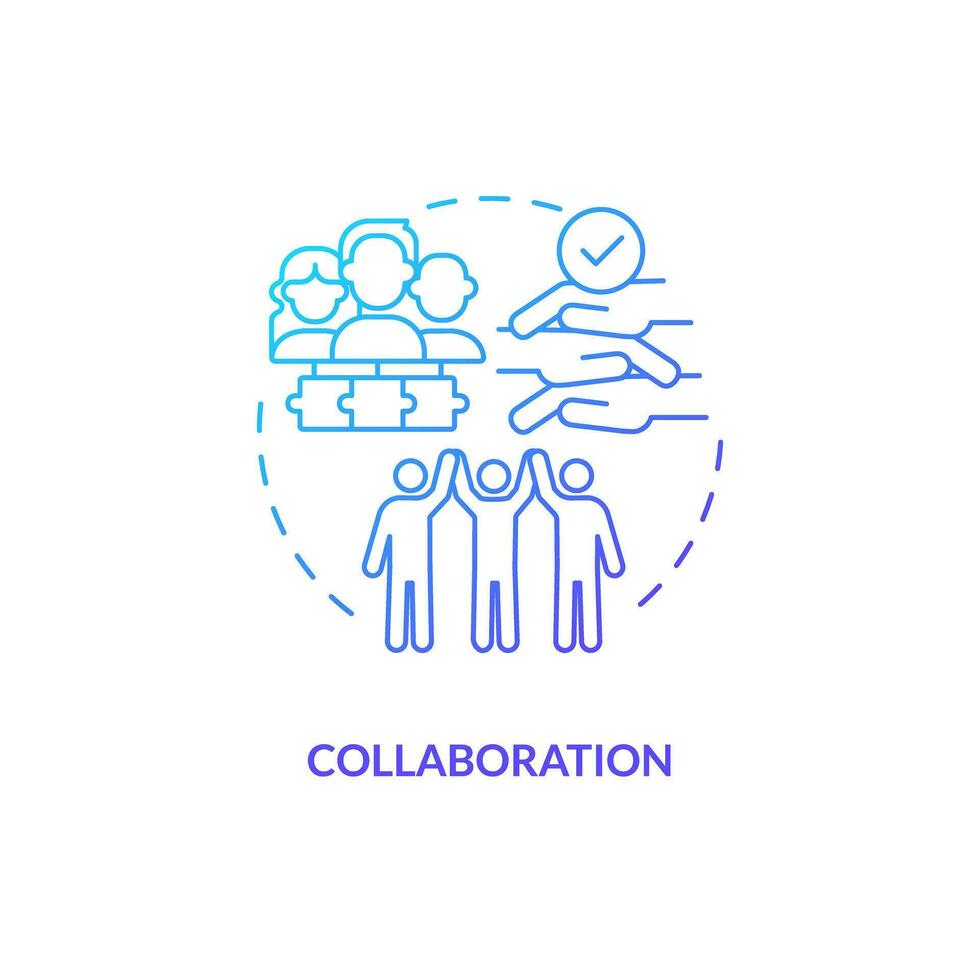 Collaboration blue gradient concept icon. Community change. Share ideas. Effective solution. Collective action. Team spirit abstract idea thin line illustration. Isolated outline drawing vector