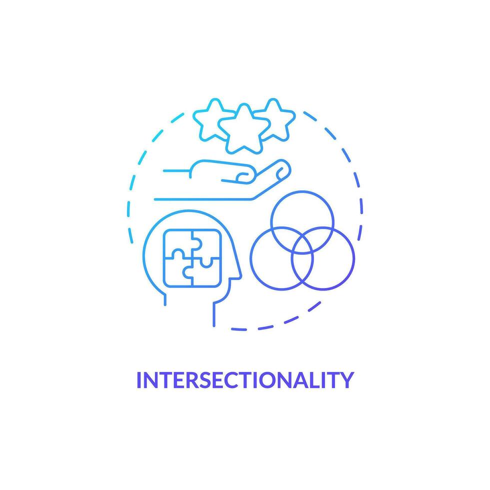 Intersectionality blue gradient concept icon. Person identity. Social justice. Mental health. Cultural competence. Unique experience abstract idea thin line illustration. Isolated outline drawing vector