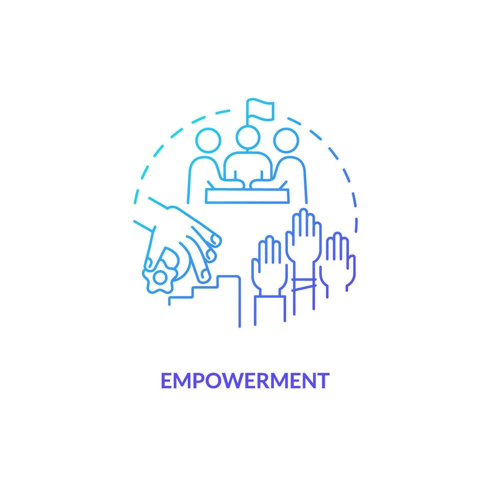 Empowerment blue gradient concept icon. Decision making. Social justice. Equal access. System change. Community gathering abstract idea thin line illustration. Isolated outline drawing vector