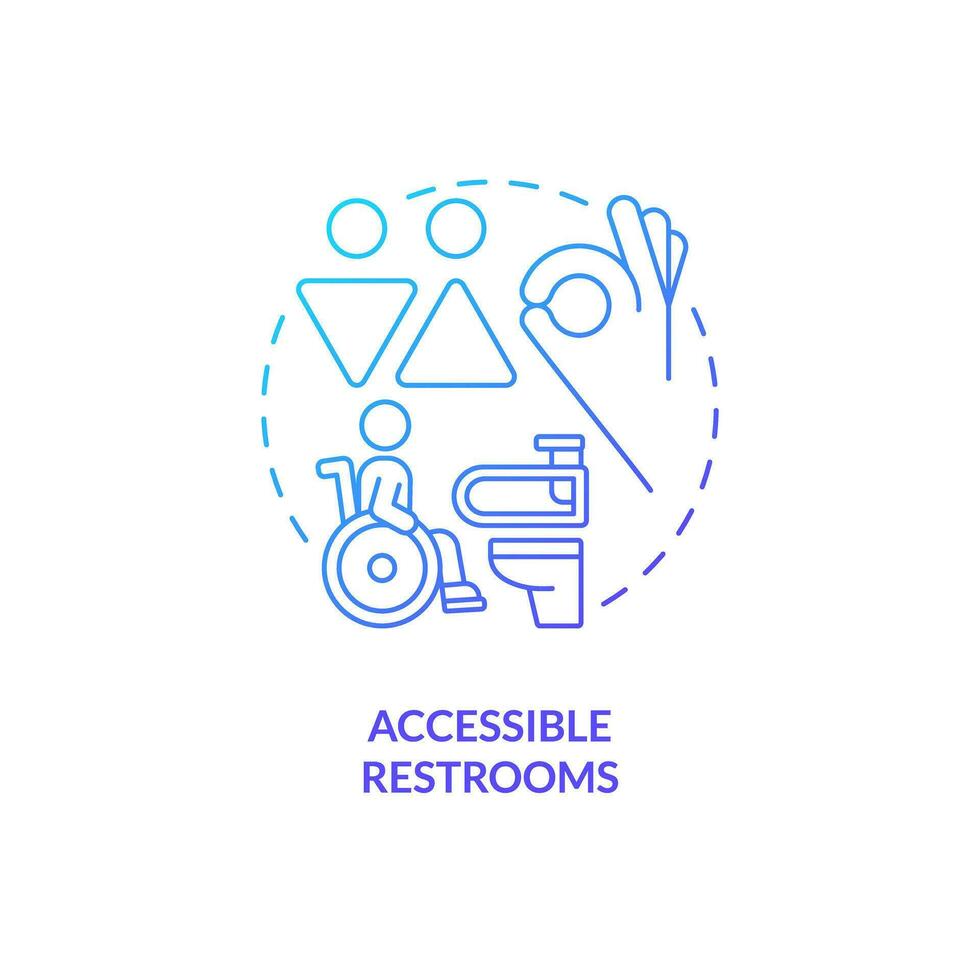 Accessible restrooms blue gradient concept icon. Grab bar. Water closet. Person with disability. Equal access. Public toilet abstract idea thin line illustration. Isolated outline drawing vector