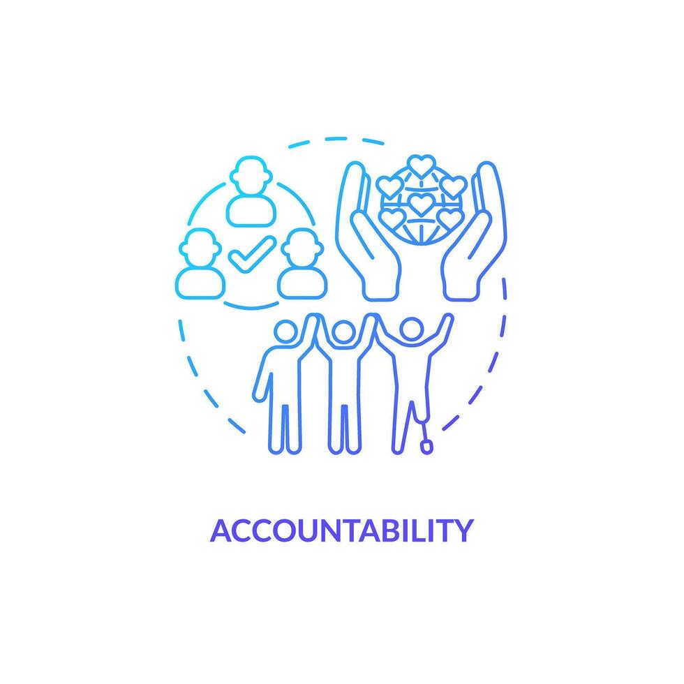 Accountability blue gradient concept icon. Diversity and inclusion. Equal opportunity. Society change. Taking responsibility abstract idea thin line illustration. Isolated outline drawing vector