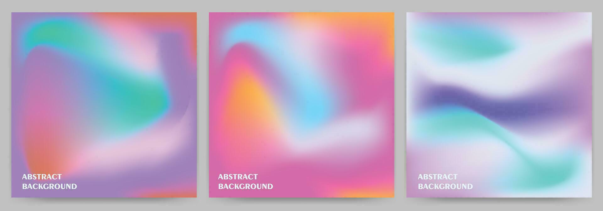 Set of abstract backgrounds with holographic effect, gradient blur. vector