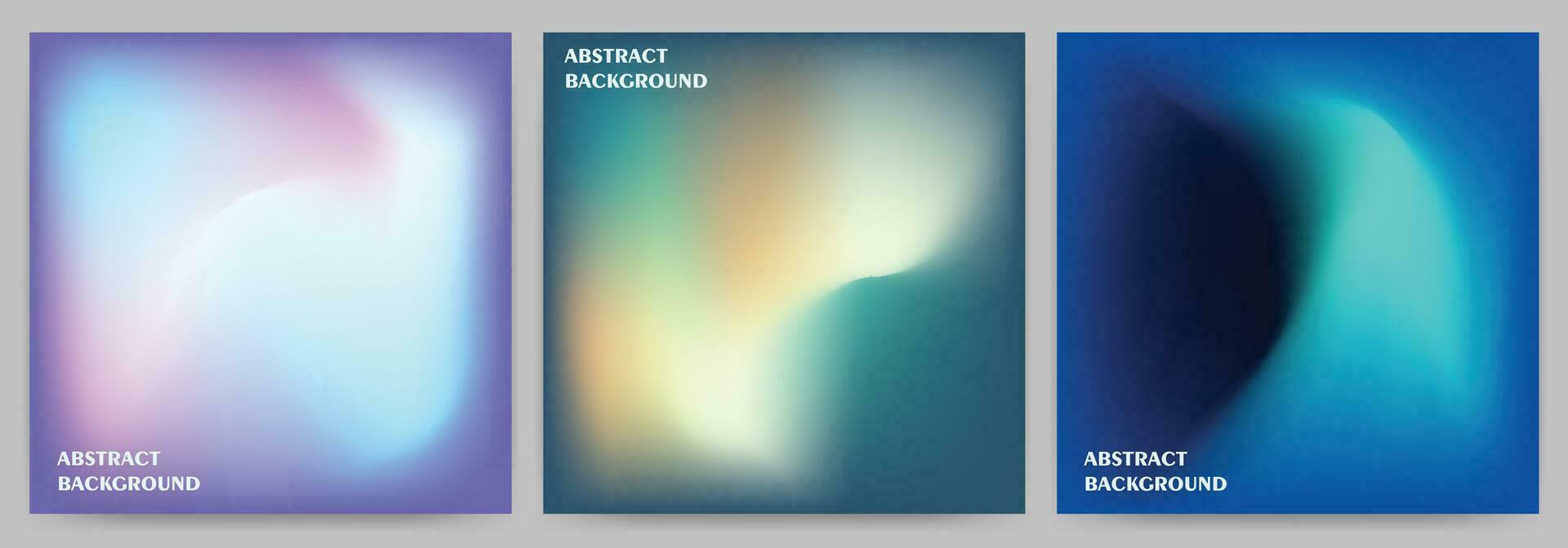 Set of abstract backgrounds with holographic effect, gradient blur. vector