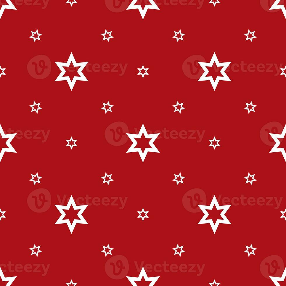 Seamless pattern of white stars on a red backdrop photo