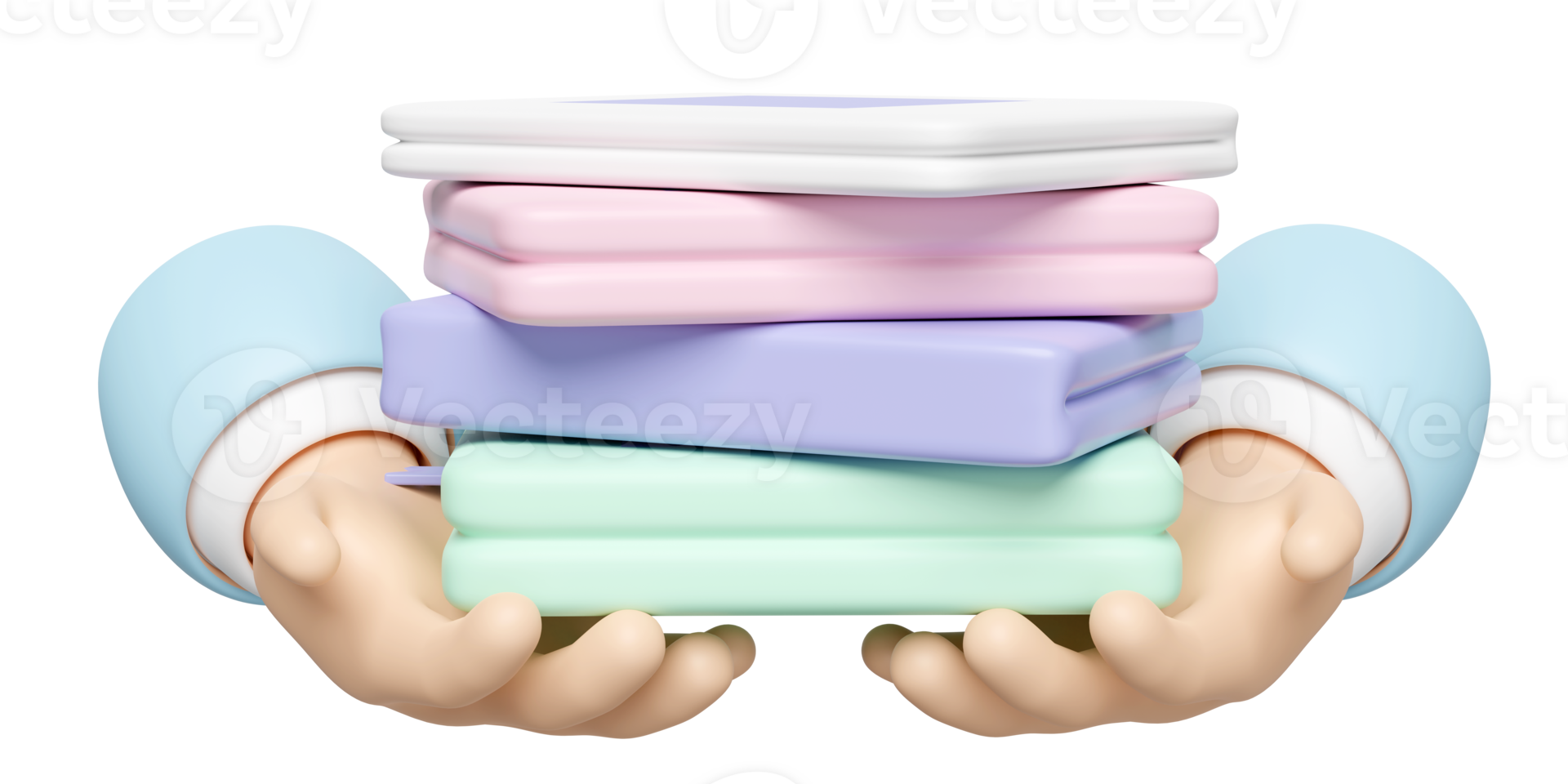 3d two hand holds textbook stacks, close book isolated. education, knowledge creates ideas concept, minimal abstract, 3d render illustration png