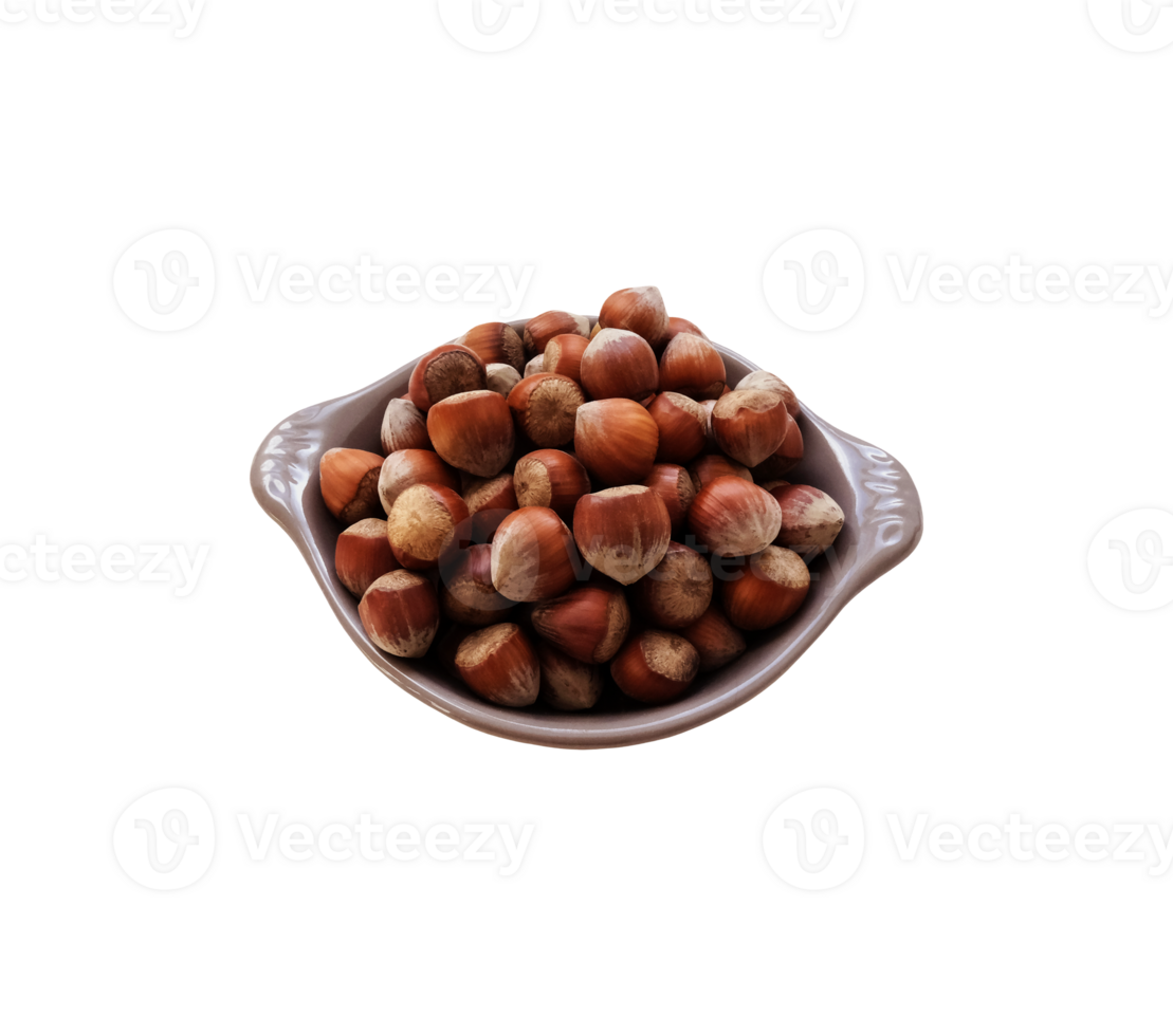 Hazelnuts in a shell on grey plate isolated object minimalist concept of healthy food diet and eco-friendly lifestyle, nuts heap png