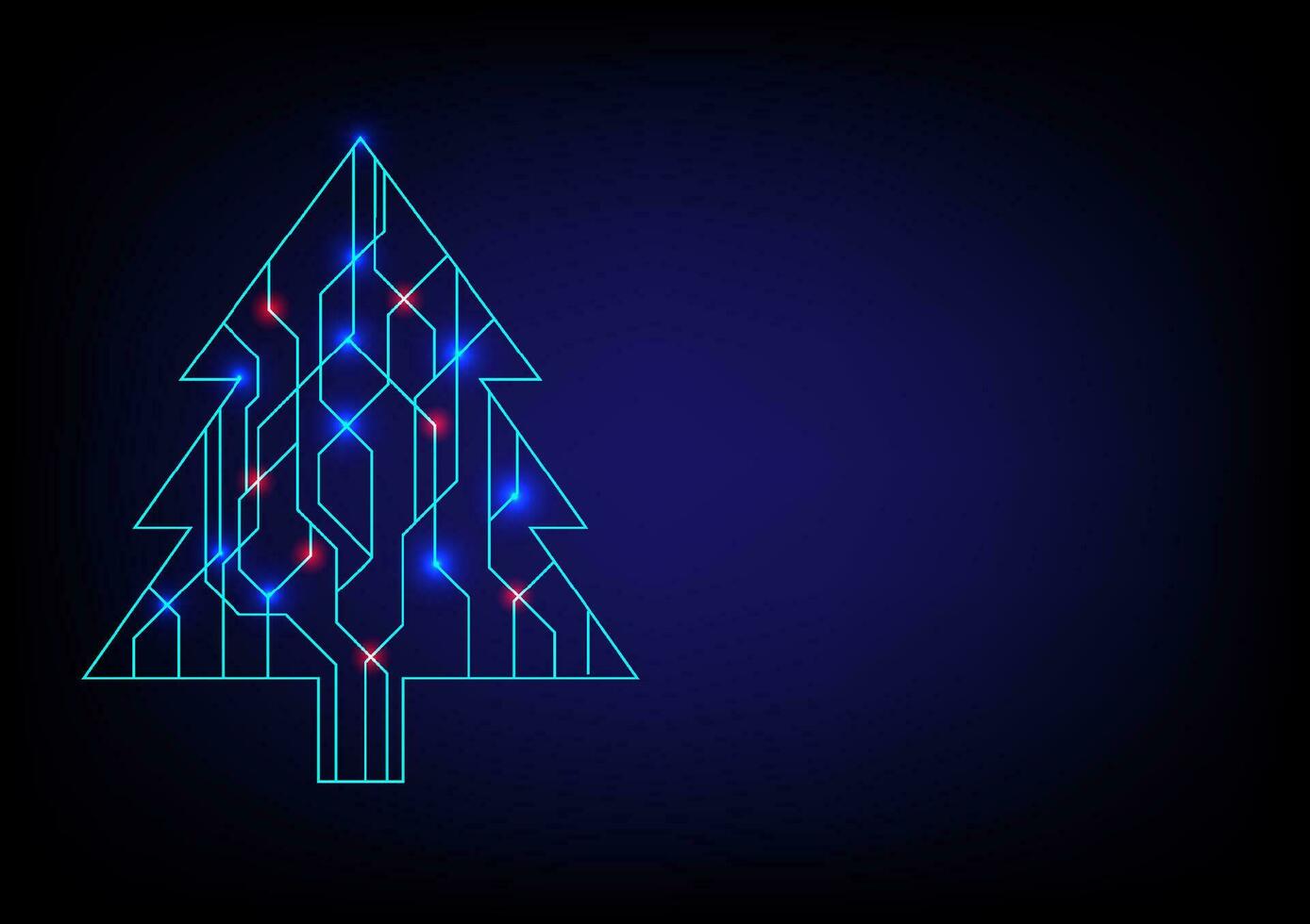Hi-tech Christmas tree on a blue background. vector