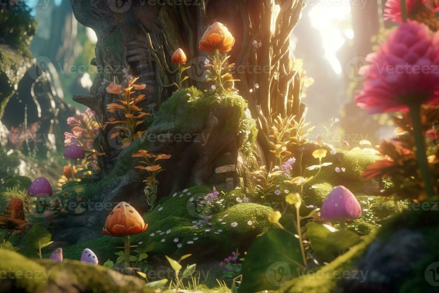 Enchanting Magic Realism 3D Render Background generative AI photo