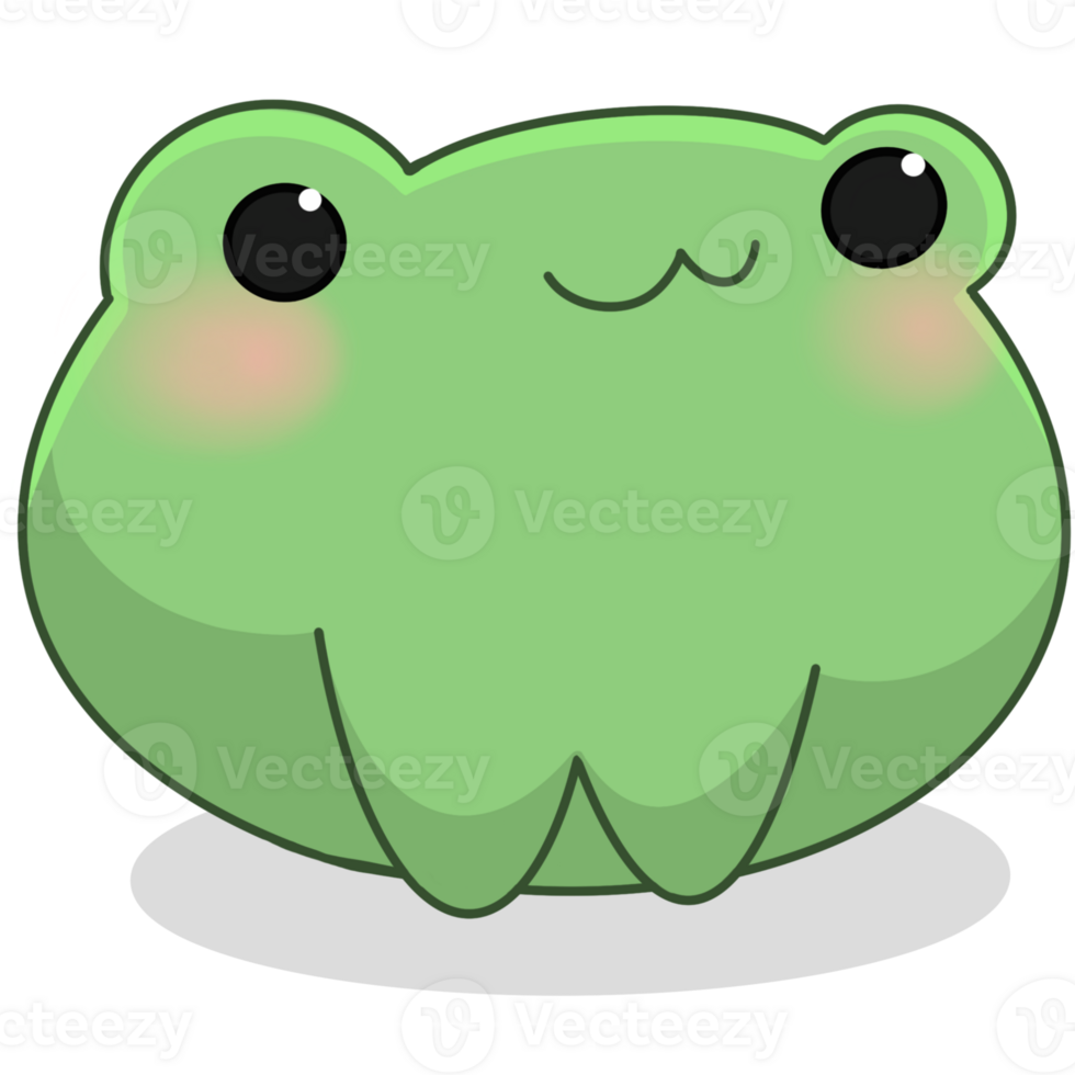 Cute cartoon green frog smile png