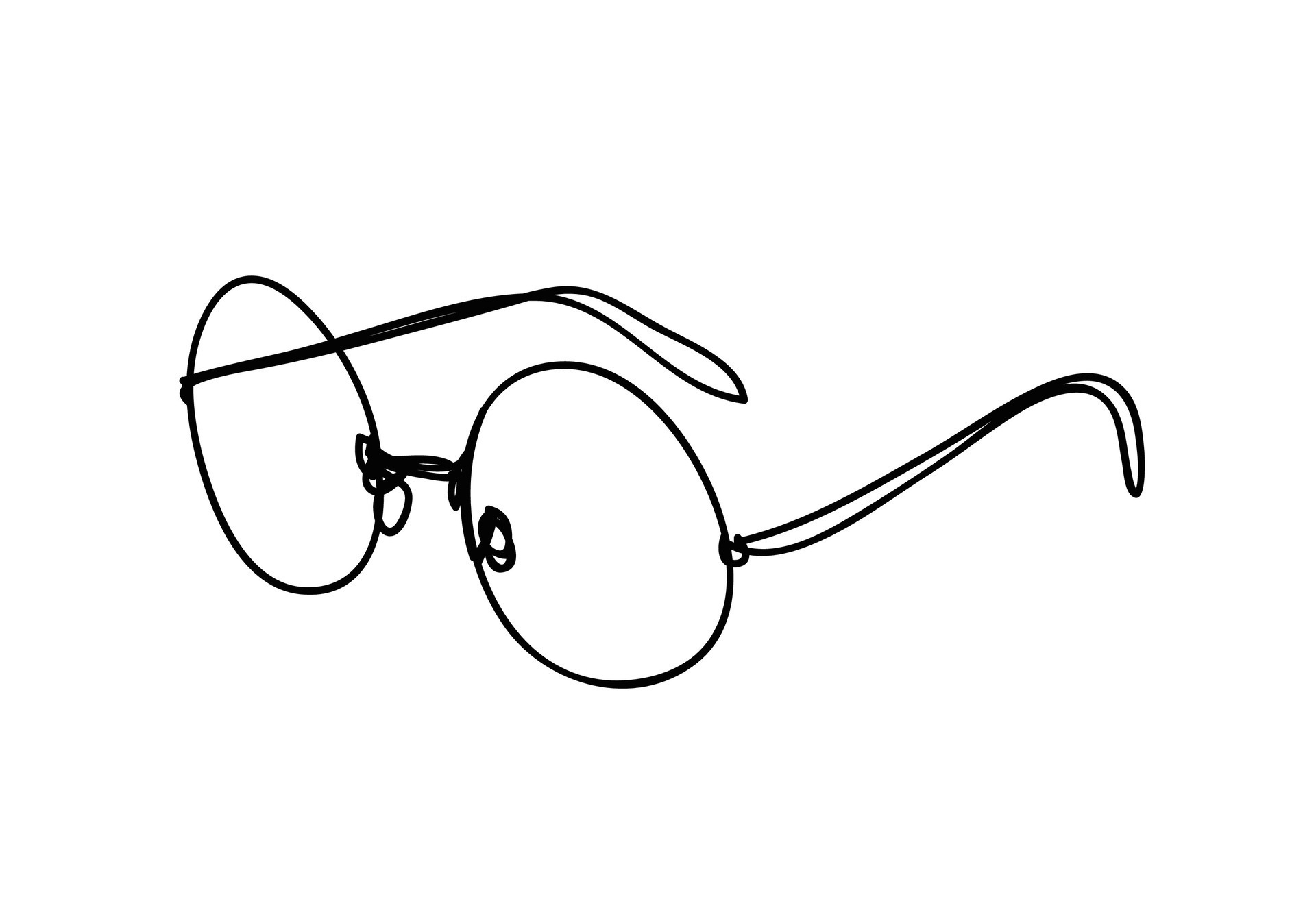 glasses ,line drawing style, continuous line art , vector illustration