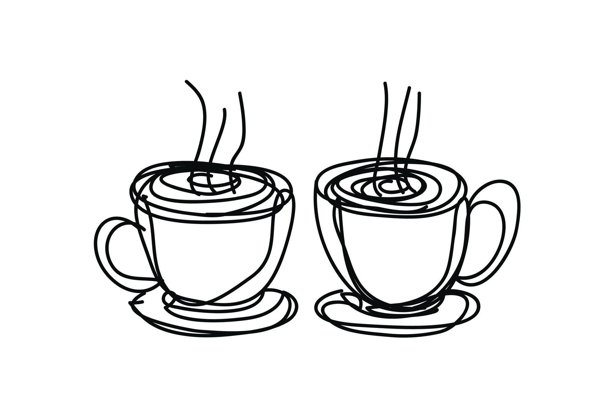 coffee cup ,line drawing style, continuous line art , Civil engineer ...