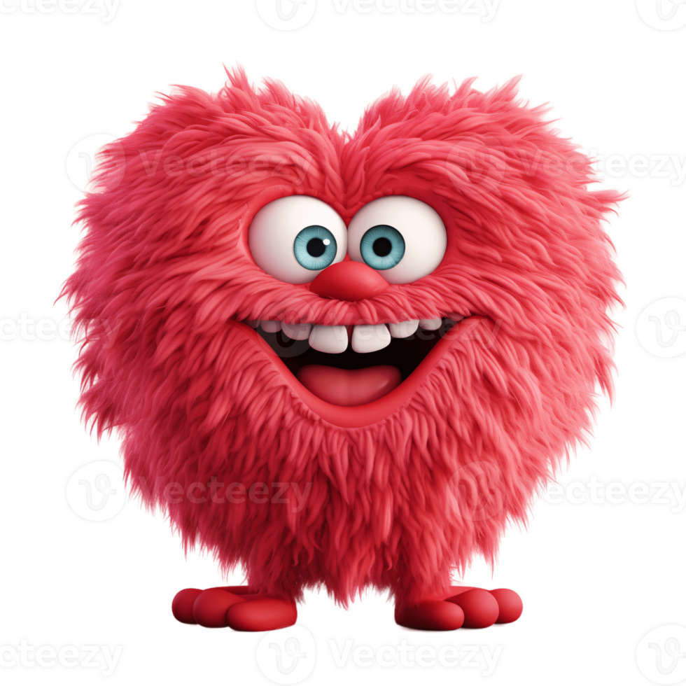 ai generative funny colored cartoon monster with a homogen transparent isolated background png