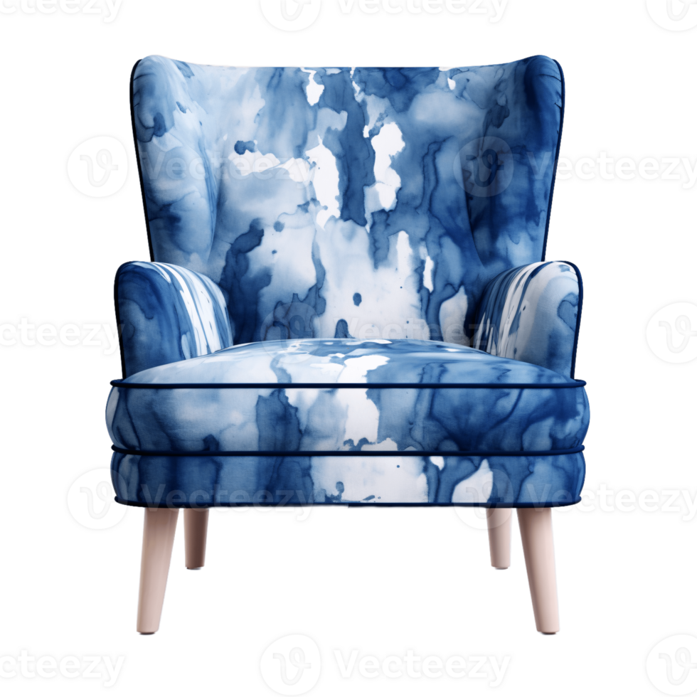 Ai Generative blue accent chair, armchair isolated on transparent background png