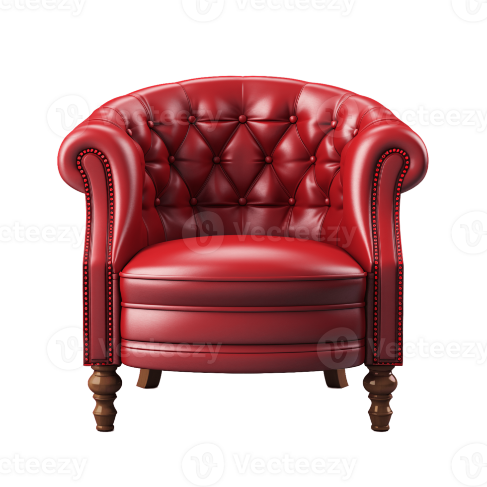 Ai Generative red accent chair, armchair isolated on transparent background png