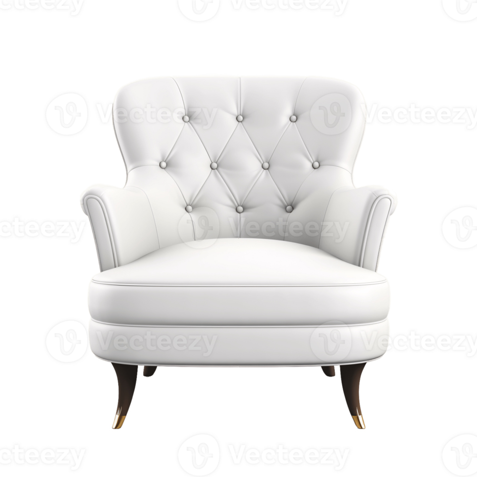Ai Generative white accent chair, armchair isolated on transparent background png