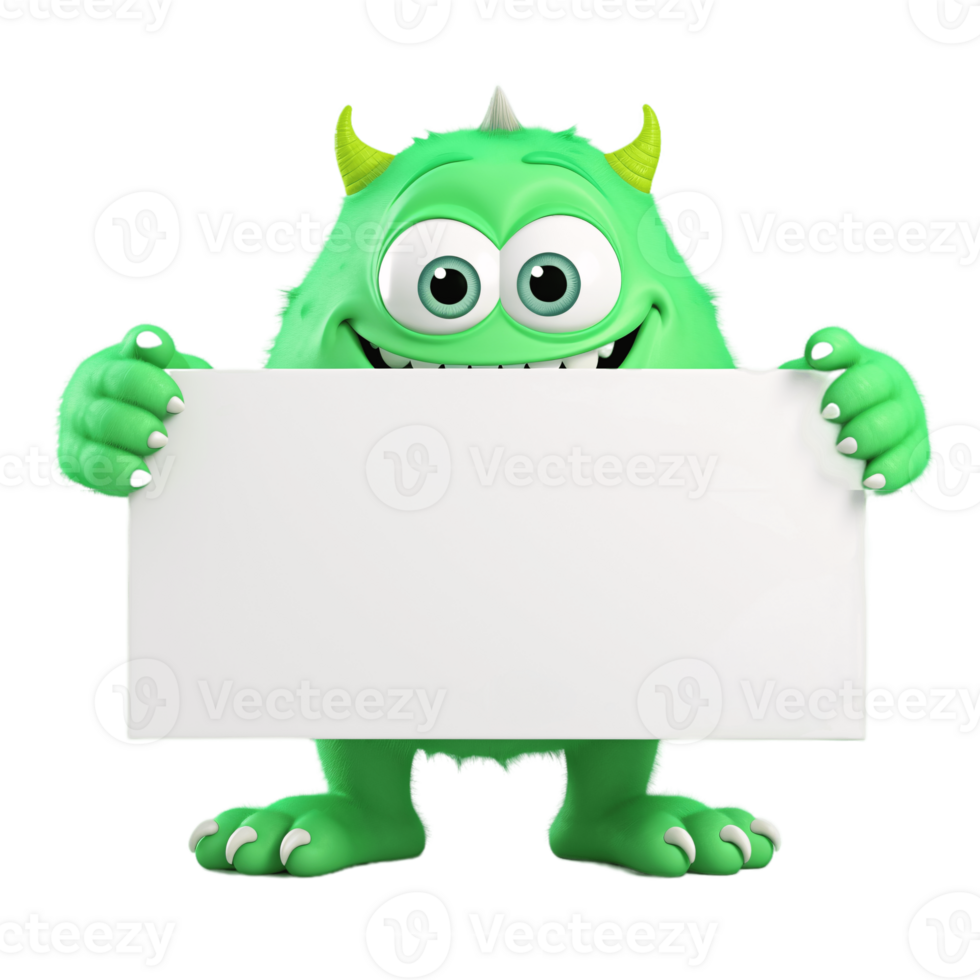ai generative funny colored cartoon monster with a homogen transparent isolated background png