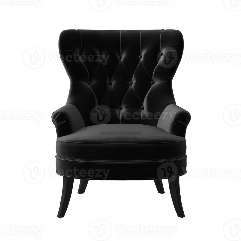 Ai Generative dark grey accent chair, armchair isolated on transparent background png